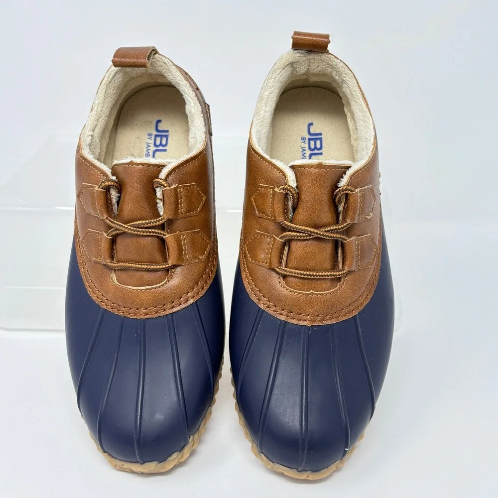 JBU by Jambu‎ Womens 8M Glenda Waterproof Duck Shoes Navy Tan Faux Fur Lined